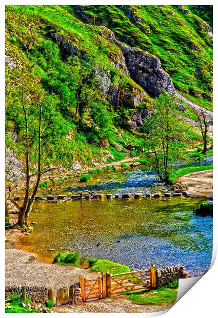 Dovedale Stepping Stones Print by Darren Burroughs