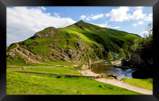 Thorpe Cloud and Dovedale Stepping Stones Framed Print by Darren Burroughs
