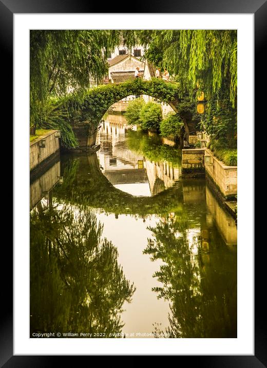 Shaoxing Moon Bridge Zhejiang China Framed Mounted Print by William Perry