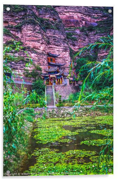Binglin Si Bright Spirit Buddhist Temple Lanzhou Gansu China Acrylic by William Perry