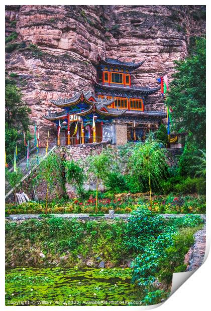 Binglin Si Bright Spirit Buddhist Temple Lanzhou Gansu China Print by William Perry