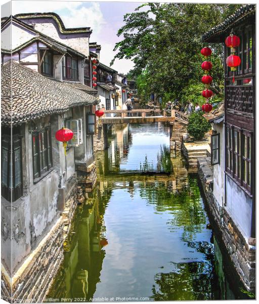Zhouzhuang Ancient Chinese City with Canals Canvas Print by William Perry