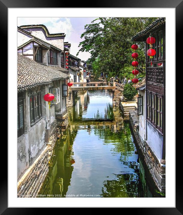 Zhouzhuang Ancient Chinese City with Canals Framed Mounted Print by William Perry