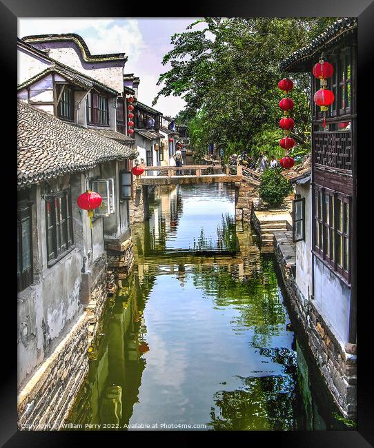 Zhouzhuang Ancient Chinese City with Canals Framed Print by William Perry