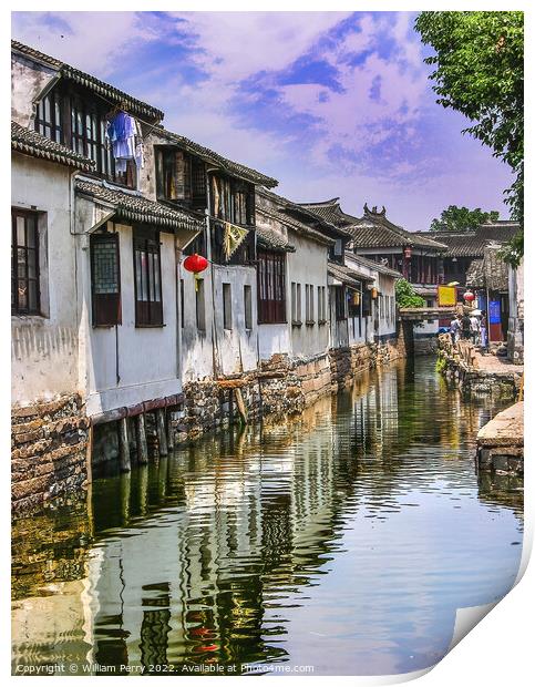 Zhouzhuang Jiangsu Province China Ancient City with Canals Print by William Perry
