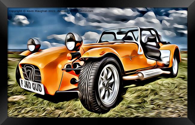 Caterham 7 Kit Car (Digital Cartoon Art) Framed Print by Kevin Maughan