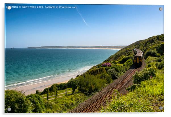 As I was going to St Ives,railway train Acrylic by kathy white