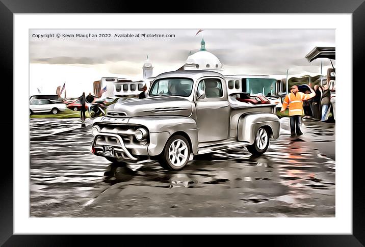Ford F1 Pickup (Digital Cartoon Art) Framed Mounted Print by Kevin Maughan
