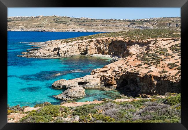 Rugged coastline of Comino Framed Print by Jason Wells