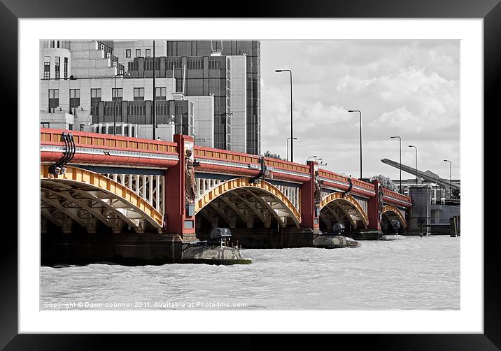 Vauxhall Bridge London, SC Red Framed Mounted Print by Dawn O'Connor