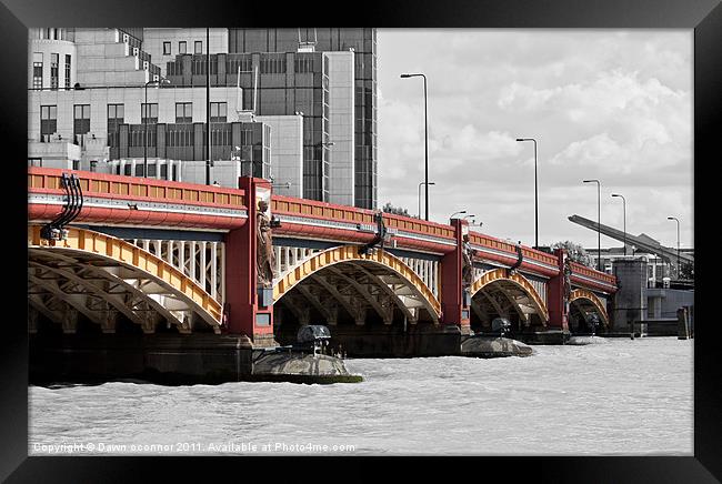Vauxhall Bridge London, SC Red Framed Print by Dawn O'Connor
