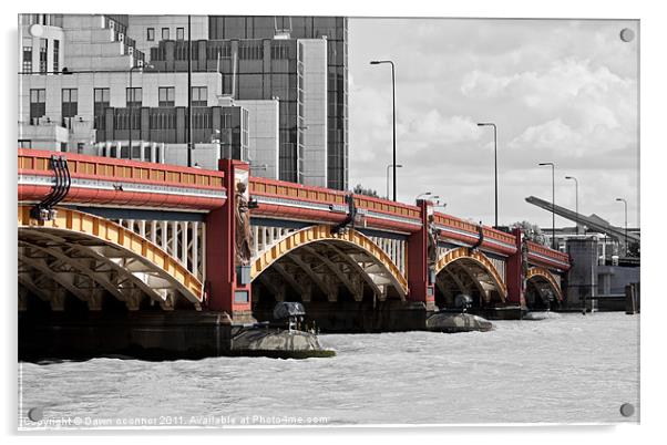 Vauxhall Bridge London, SC Red Acrylic by Dawn O'Connor