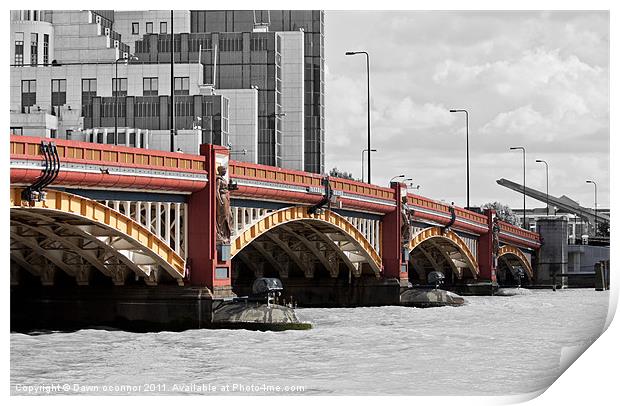 Vauxhall Bridge London, SC Red Print by Dawn O'Connor