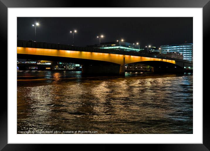 London Bridge at night Framed Mounted Print by Angelo DeVal