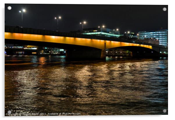 London Bridge at night Acrylic by Angelo DeVal
