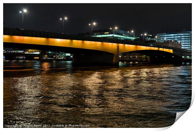 London Bridge at night Print by Angelo DeVal
