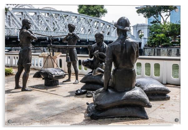 Bronze sculptures on Boat Quay Singapore Acrylic by Kevin Hellon