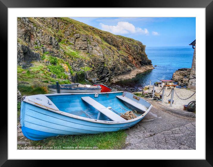 Tranquil Blue Boat at Church Cove Framed Mounted Print by Beryl Curran
