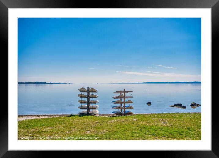 Paddle boards in Flensburg fjord between Denmark and Germany Framed Mounted Print by Frank Bach