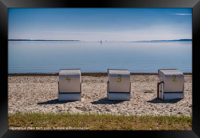 Beach chairs in Flensburg fjord between Denmark and Germany Framed Print by Frank Bach