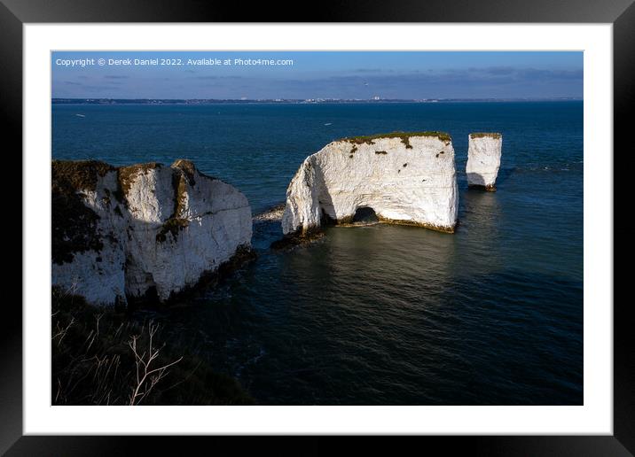 Old Harry Rocks Framed Mounted Print by Derek Daniel