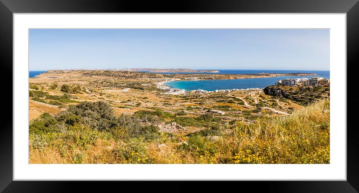 Mellieha Bay panorama Framed Mounted Print by Jason Wells
