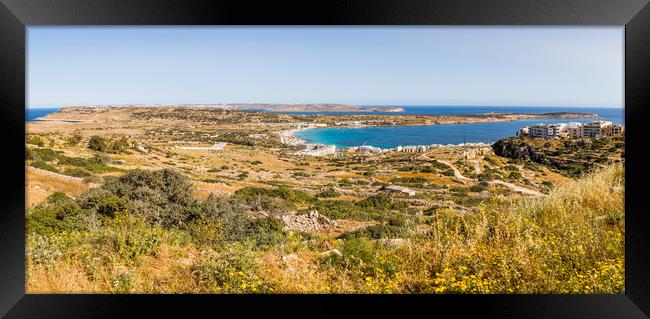 Mellieha Bay panorama Framed Print by Jason Wells