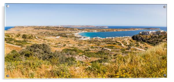 Mellieha Bay panorama Acrylic by Jason Wells