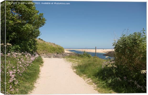 Path way to Hayle Beach Cornwall Canvas Print by kathy white
