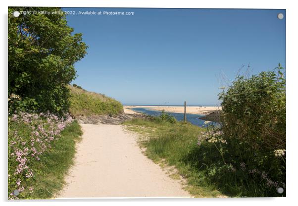 Path way to Hayle Beach Cornwall Acrylic by kathy white