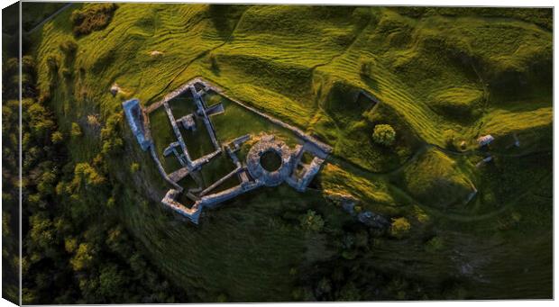 Dryslwyn Castle by drone Canvas Print by Leighton Collins