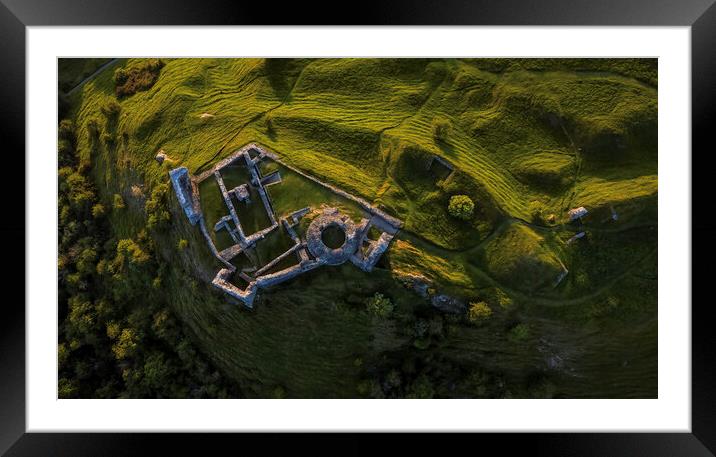 Dryslwyn Castle by drone Framed Mounted Print by Leighton Collins