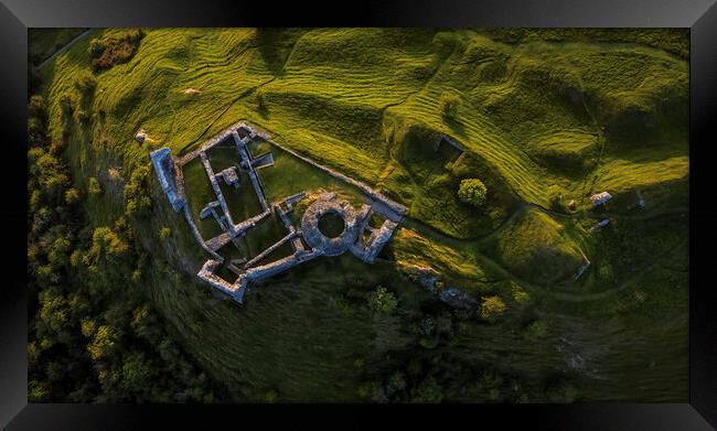 Dryslwyn Castle by drone Framed Print by Leighton Collins