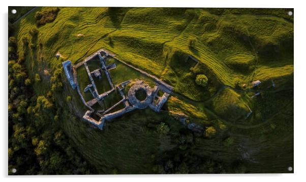 Dryslwyn Castle by drone Acrylic by Leighton Collins