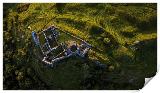 Dryslwyn Castle by drone Print by Leighton Collins