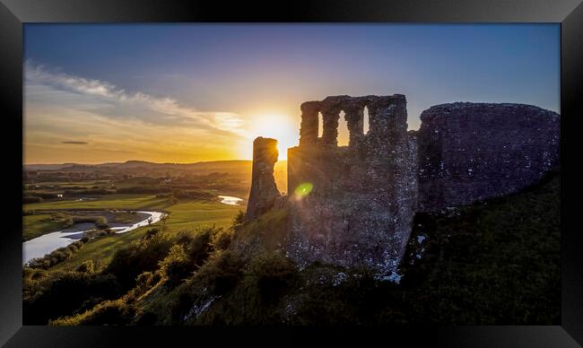 Sunset at Dryslwyn Castle Framed Print by Leighton Collins