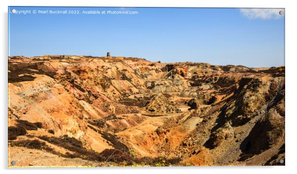 Copper Mine Parys Mountain Anglesey Panoramic Acrylic by Pearl Bucknall