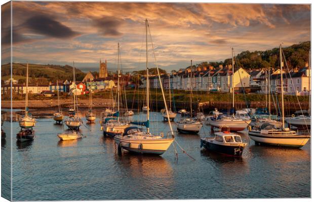Stunning Sunset on Aberaeron Harbour Canvas Print by Wendy Williams CPAGB