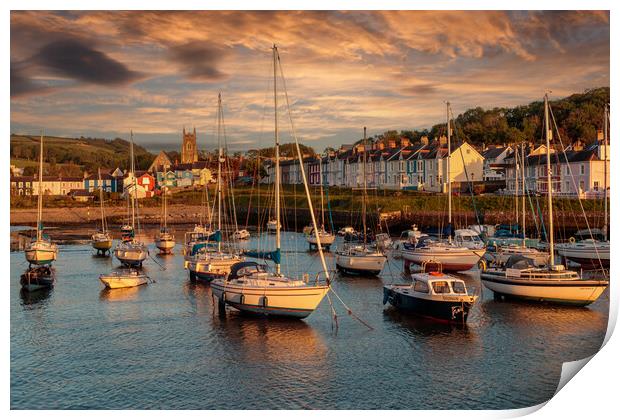 Stunning Sunset on Aberaeron Harbour Print by Wendy Williams CPAGB