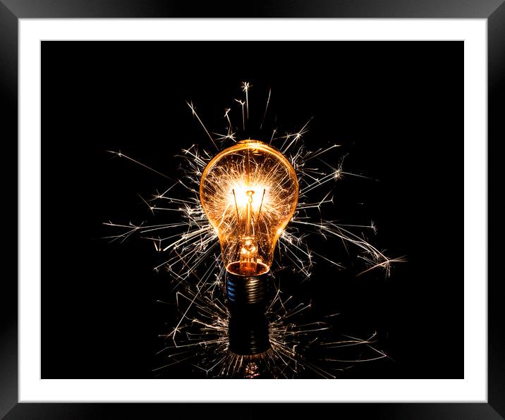 Sparkly Light Bulb Framed Mounted Print by overhoist 