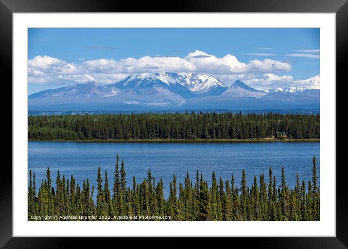 Willow Lake in front of Wrangell Mountains Framed Mounted Print by Andreas Himmler