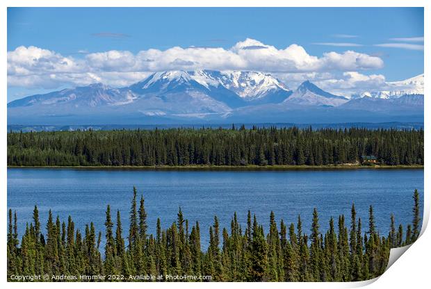 Willow Lake in front of Wrangell Mountains Print by Andreas Himmler