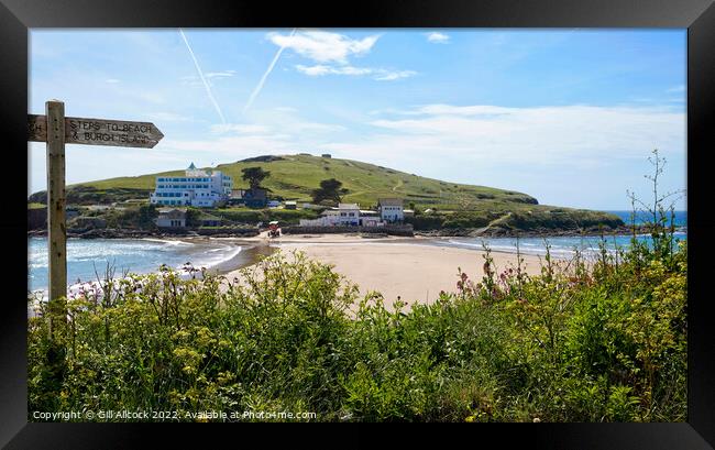 Signpost to Burgh Island Framed Print by Gill Allcock