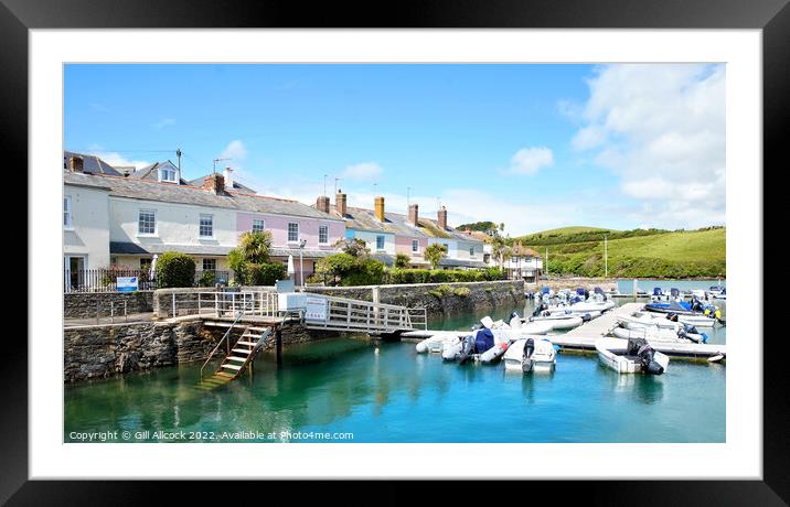 Salcombe Harbour and Cottages Framed Mounted Print by Gill Allcock