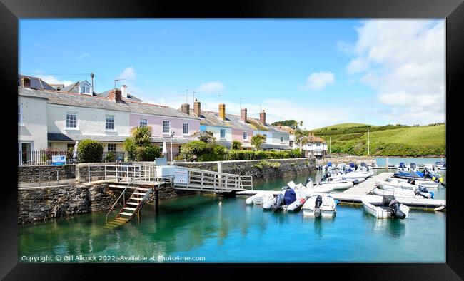 Salcombe Harbour and Cottages Framed Print by Gill Allcock