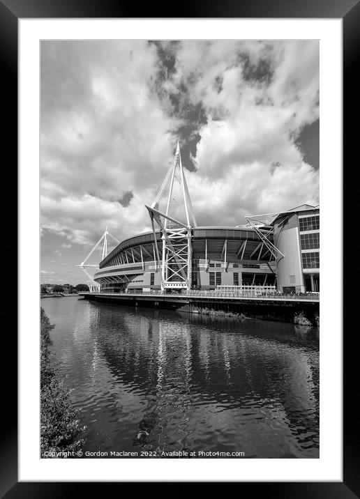 Principality Stadium, Cardiff, Wales Monochrome   Framed Mounted Print by Gordon Maclaren