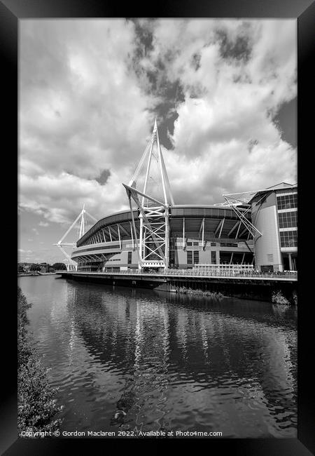 Principality Stadium, Cardiff, Wales Monochrome   Framed Print by Gordon Maclaren