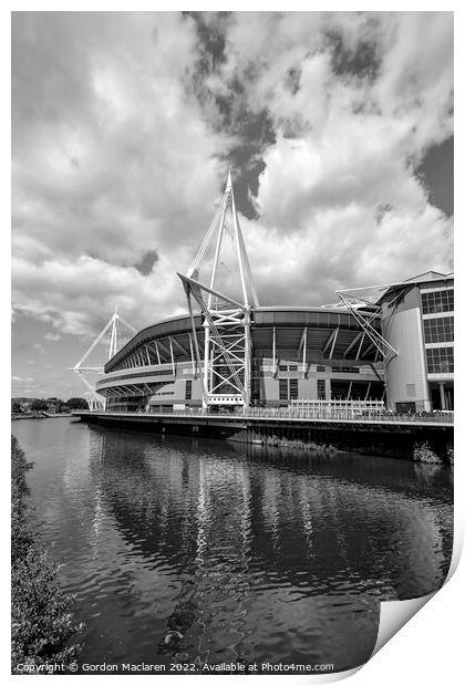 Principality Stadium, Cardiff, Wales Monochrome   Print by Gordon Maclaren