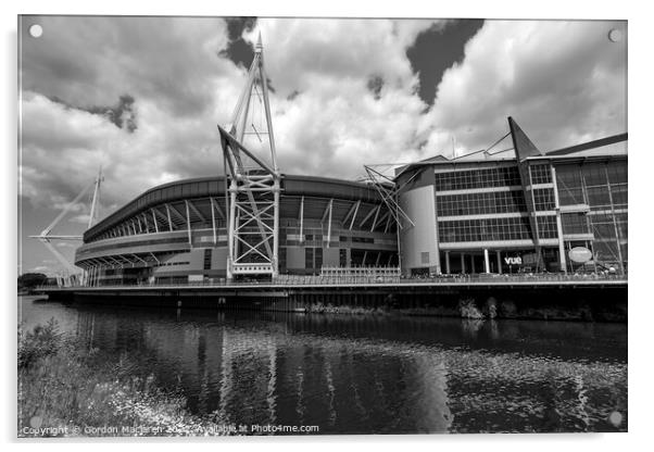 Principality Stadium, Cardiff, Wales Monochrome Acrylic by Gordon Maclaren