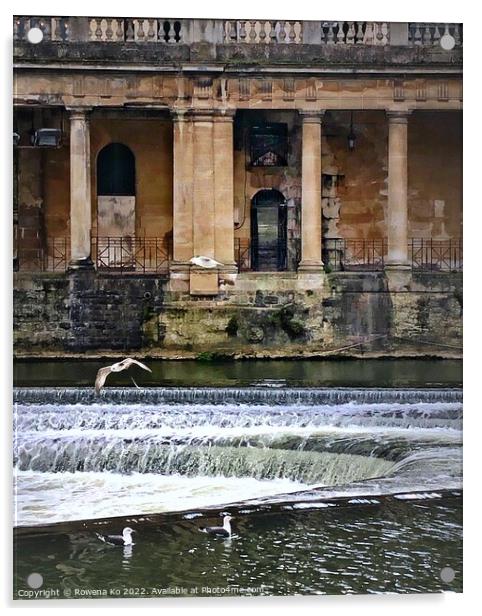 Pulteney Weir, Bath Acrylic by Rowena Ko